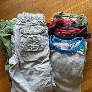 Three shirts, two pair of pants